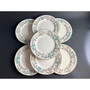 Set of 7 Antique Bread Plates by Meakin, Late 1890s - Brierley Pattern